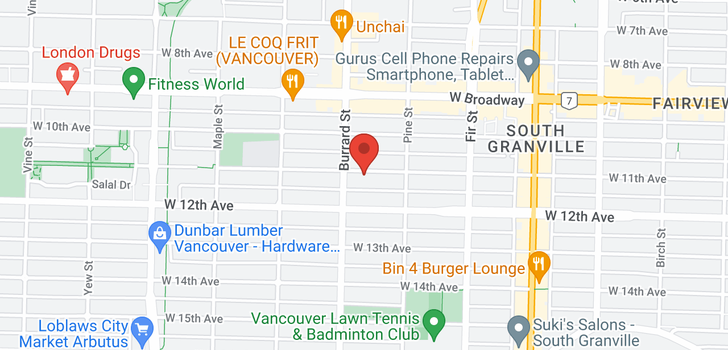 map of 1766 W 11TH AVENUE